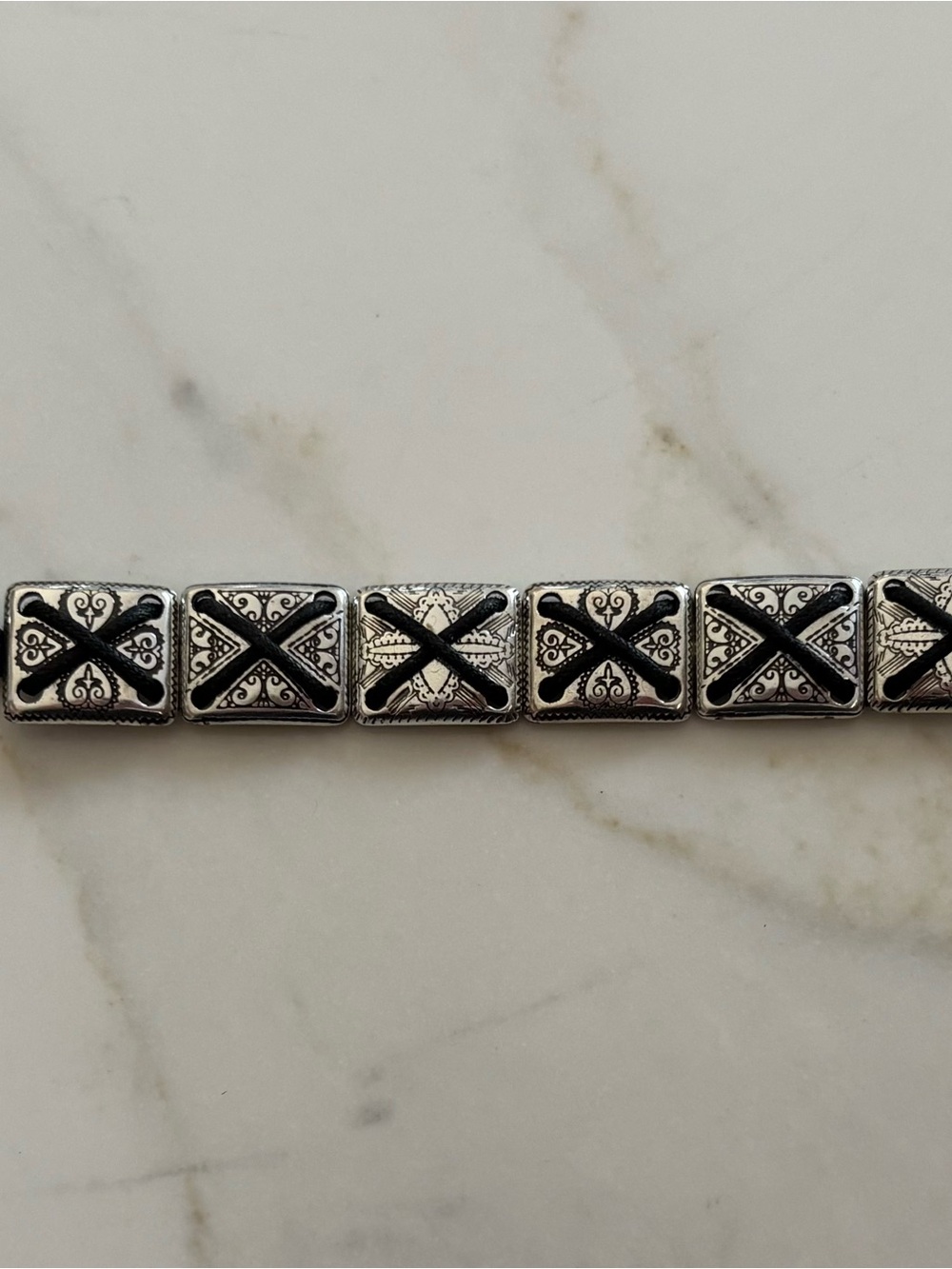 Brighton  Silver-Tone Square Link Bracelet - black Accents